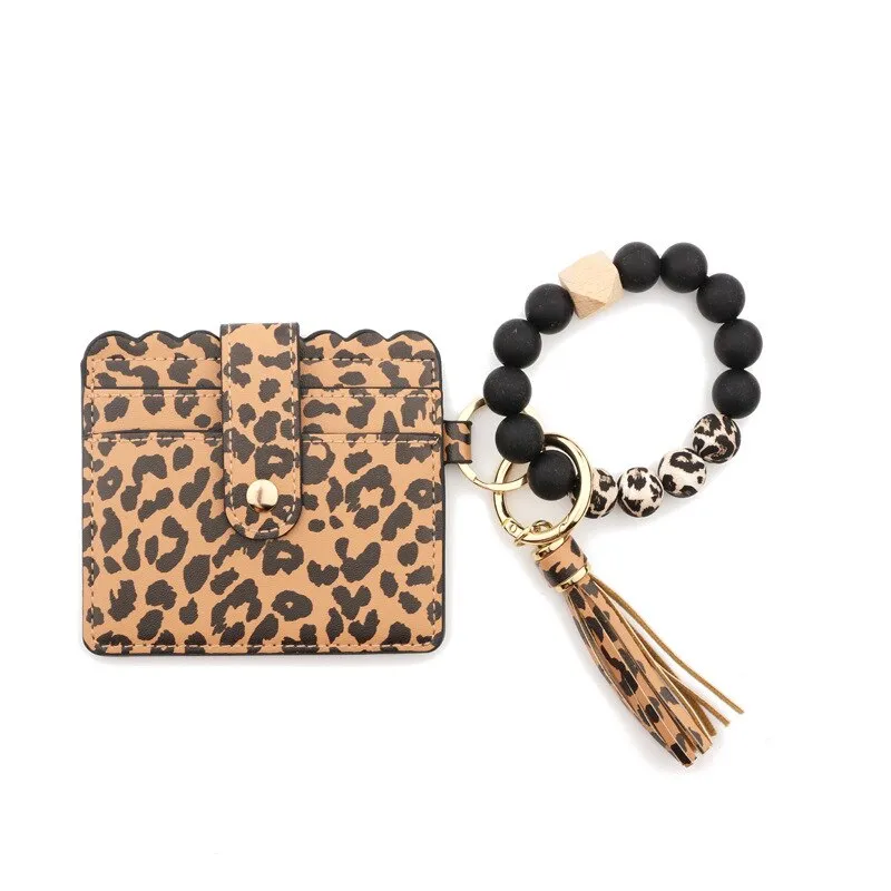 Darianrojas 1 Pc 8 Colors Fashion Women Bracelets Card Holder Leopard Female Business Card Case Wristband Key Chain for Men