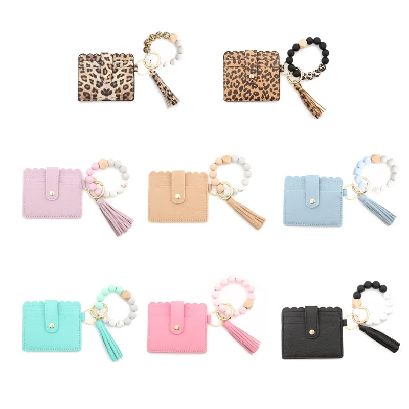 Darianrojas 1 Pc 8 Colors Fashion Women Bracelets Card Holder Leopard Female Business Card Case Wristband Key Chain for Men