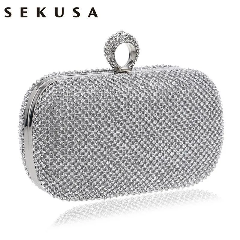 Diamond-Studded  Evening Clutch Bag