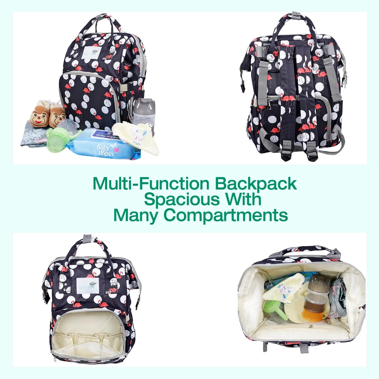 Diaper Bag 
Maternity Backpack Flamingo Black