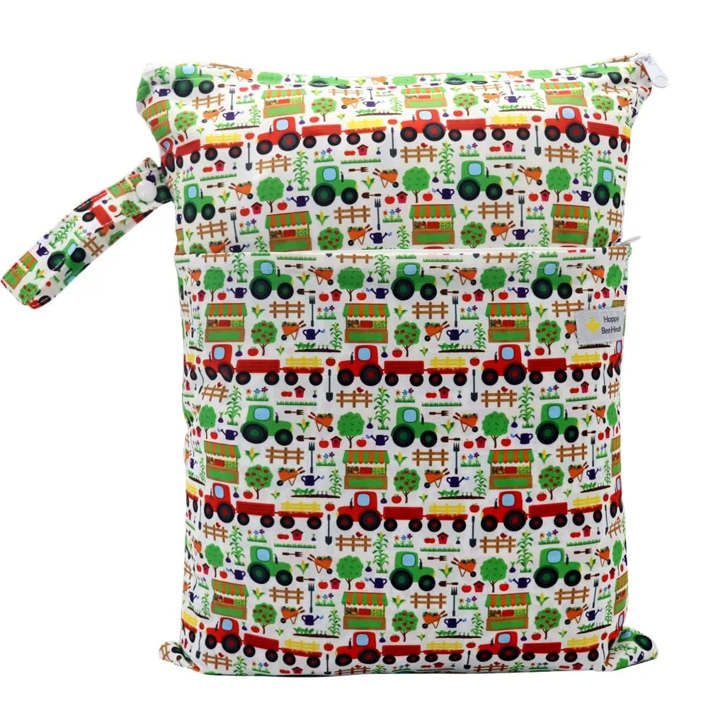 Double Pocket Wet Bag By Happy Beehinds- Farm Life