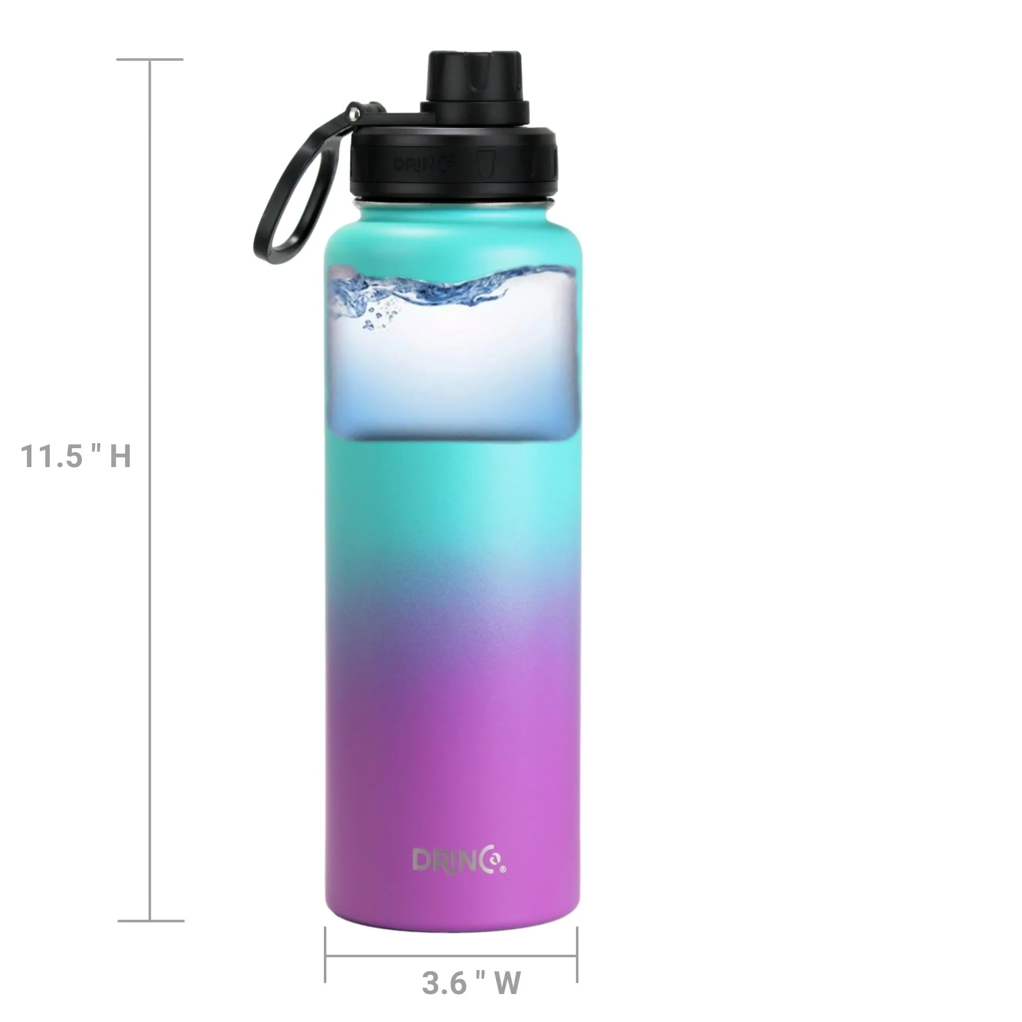 DRINCO® 40oz Stainless Steel Sport Water Bottle - Ombre Fuschia Teal