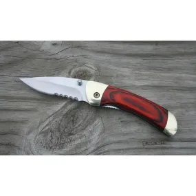 Engraved Classic Folding Pocket Knife - Red Grain