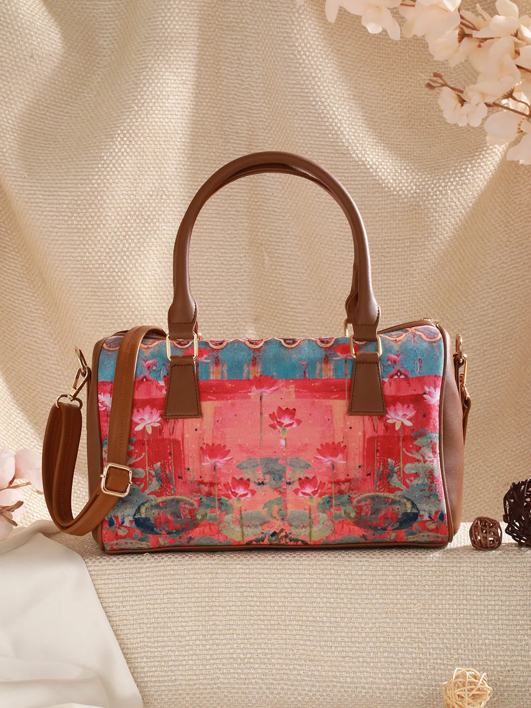 Ethnic Motifs Printed Structured Handheld Bag