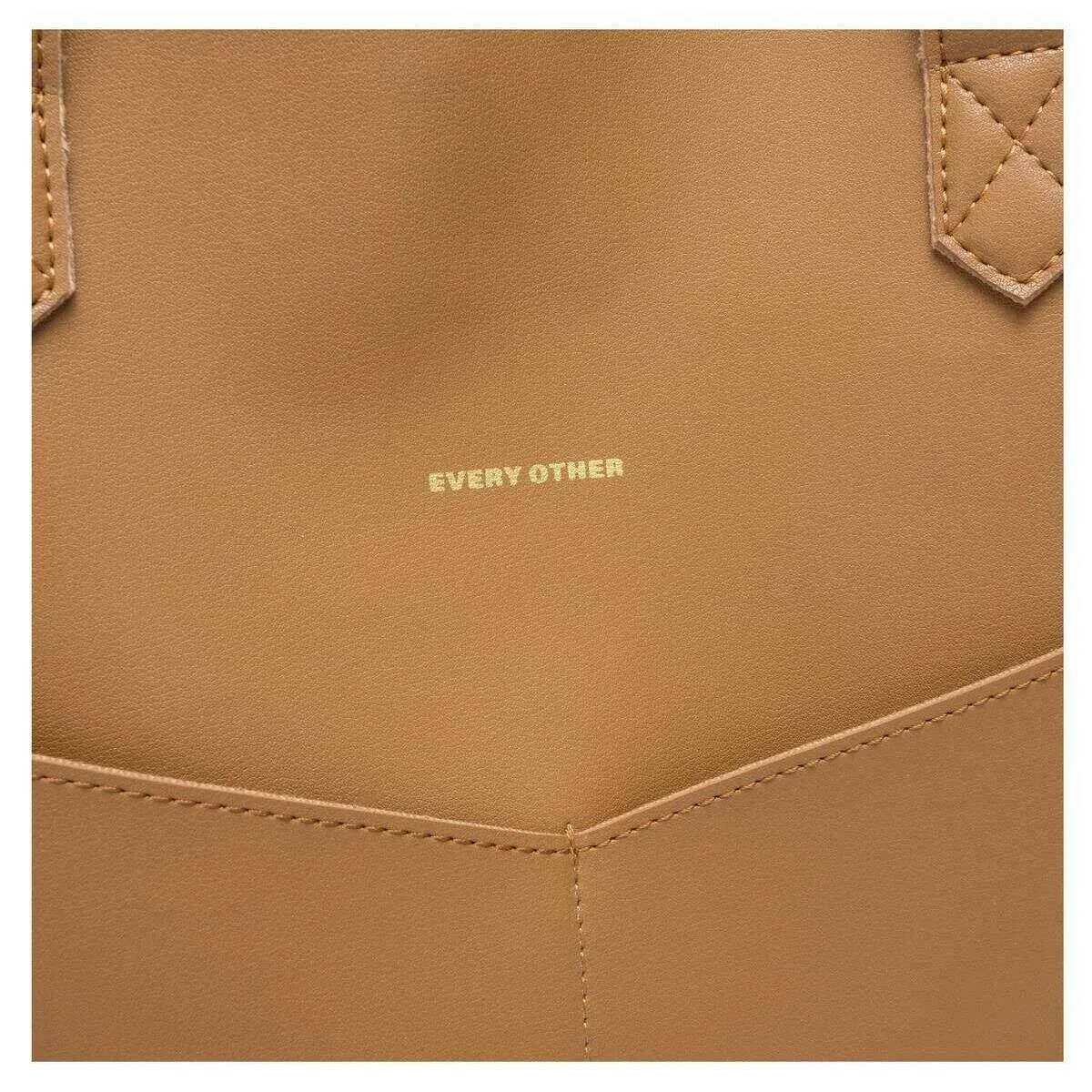 Every Other V Twin Pocket Tote Bag - Tan