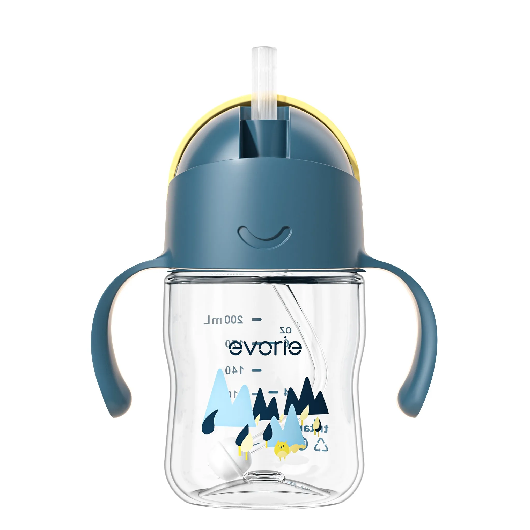 Evorie Tritan Baby 360 Straw Water Bottle Sippy Cup 200mL, Bumble Bee