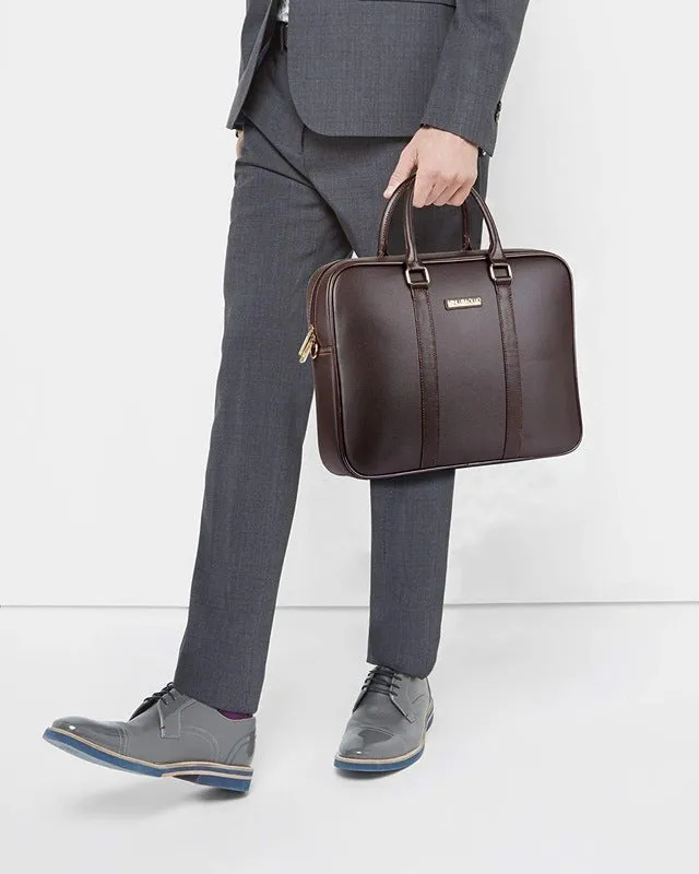 Executive Chocolate Brown Laptop Briefcase - Water Resistant, Stylish | 14 inch | Unisex