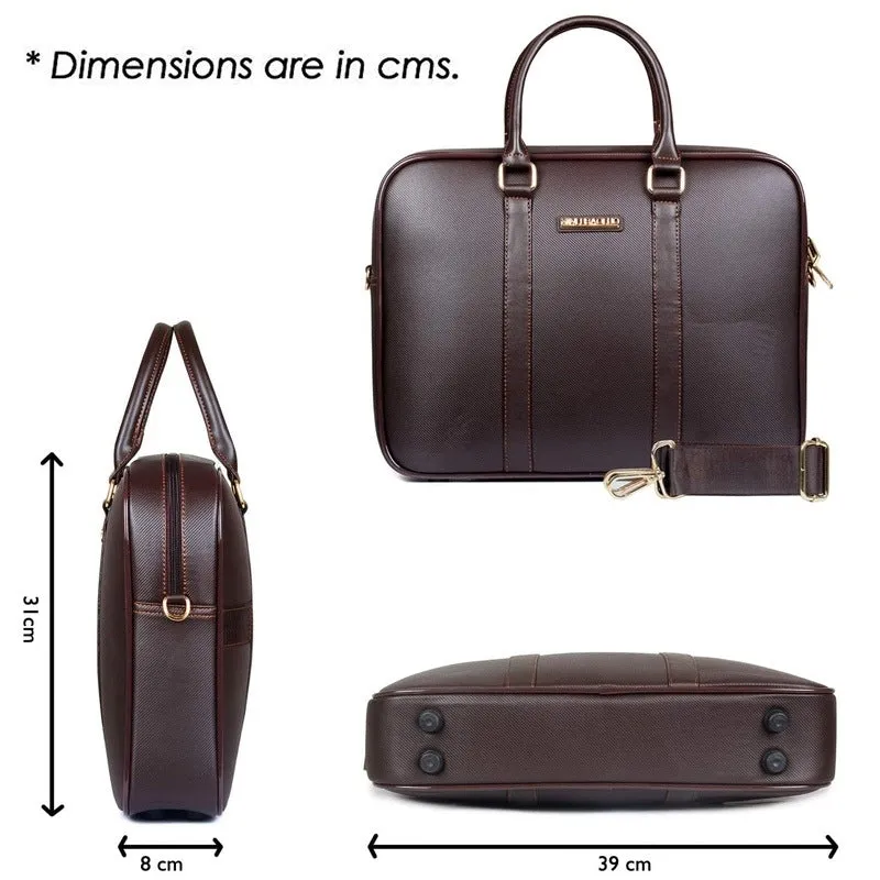 Executive Chocolate Brown Laptop Briefcase - Water Resistant, Stylish | 14 inch | Unisex