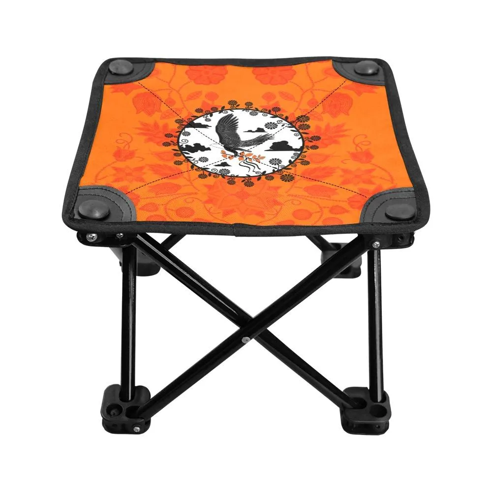 Floral Beadwork Real Orange Carrying Their Prayers Folding Fishing Stool