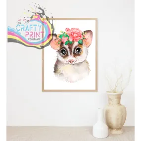 Flying Squirrel Flower Print