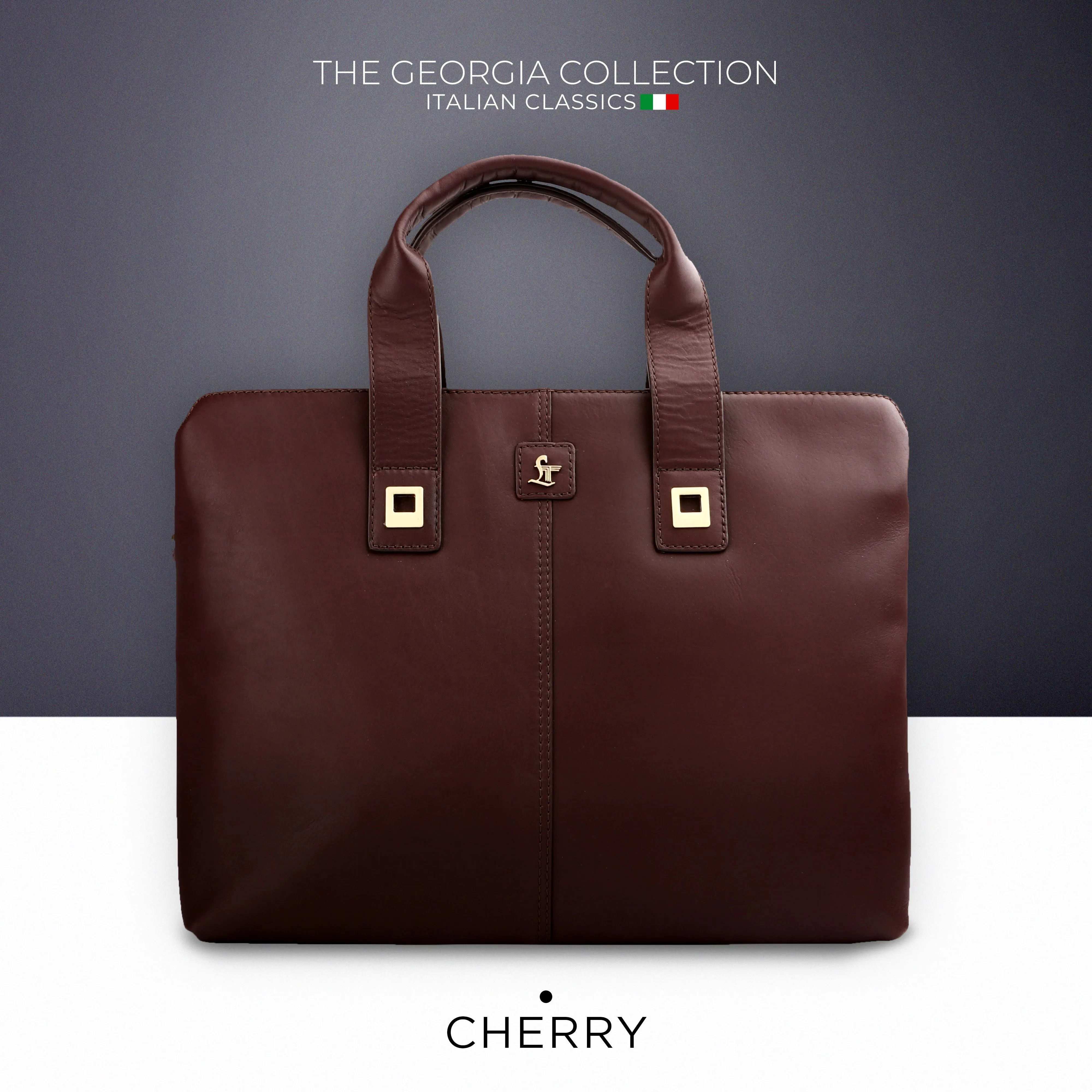 Georgia Collection Leather Laptop Bag for Women | 100% Genuine Leather | Cherry | Fits 15.5" laptops