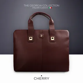 Georgia Collection Leather Laptop Bag for Women | 100% Genuine Leather | Cherry | Fits 15.5" laptops