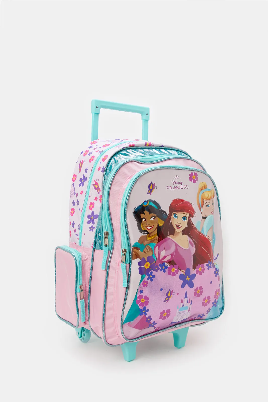 Girls Pink Princess Print Trolley Bag (18 Inch)