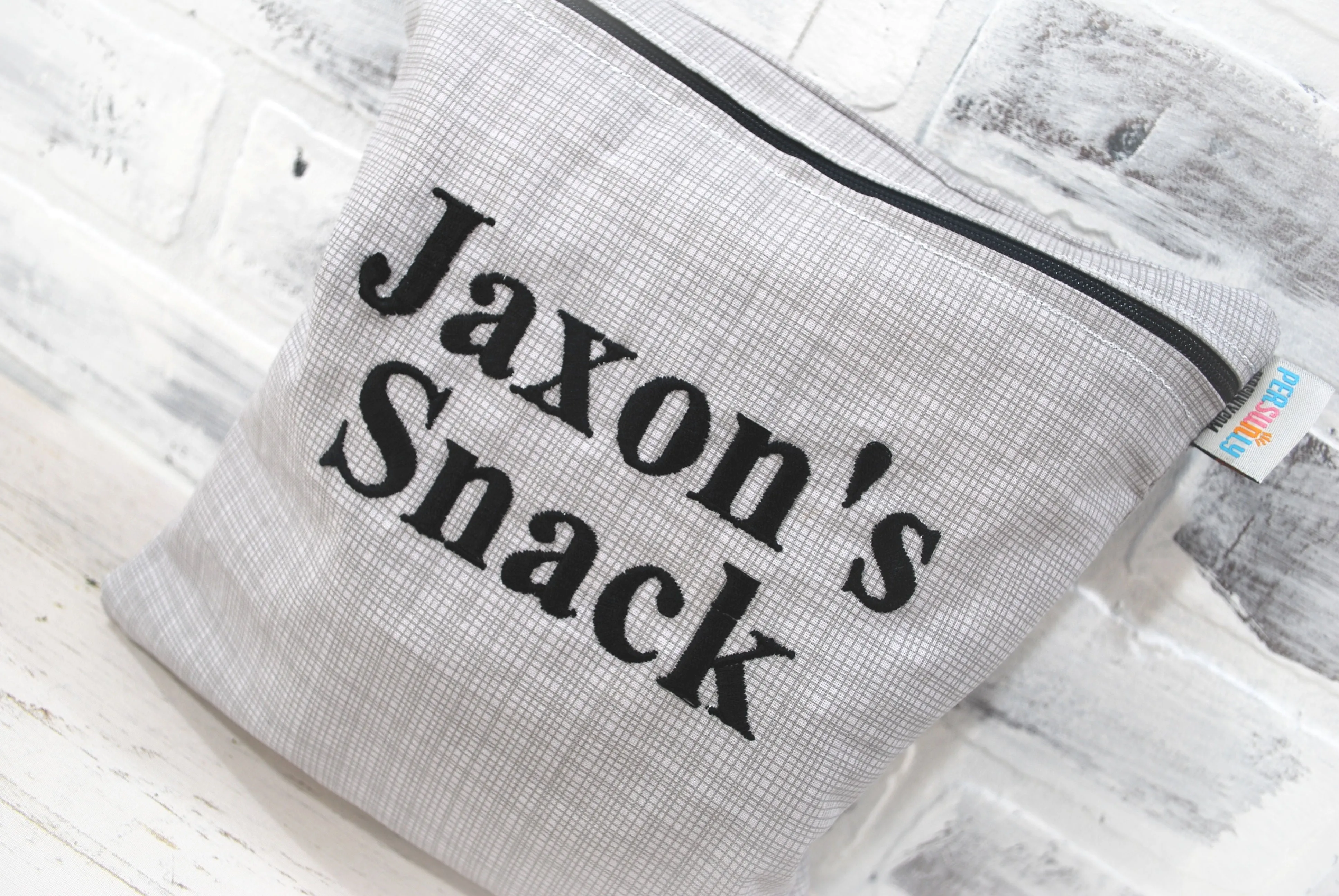 Gray Personalized Reusable Food Bag