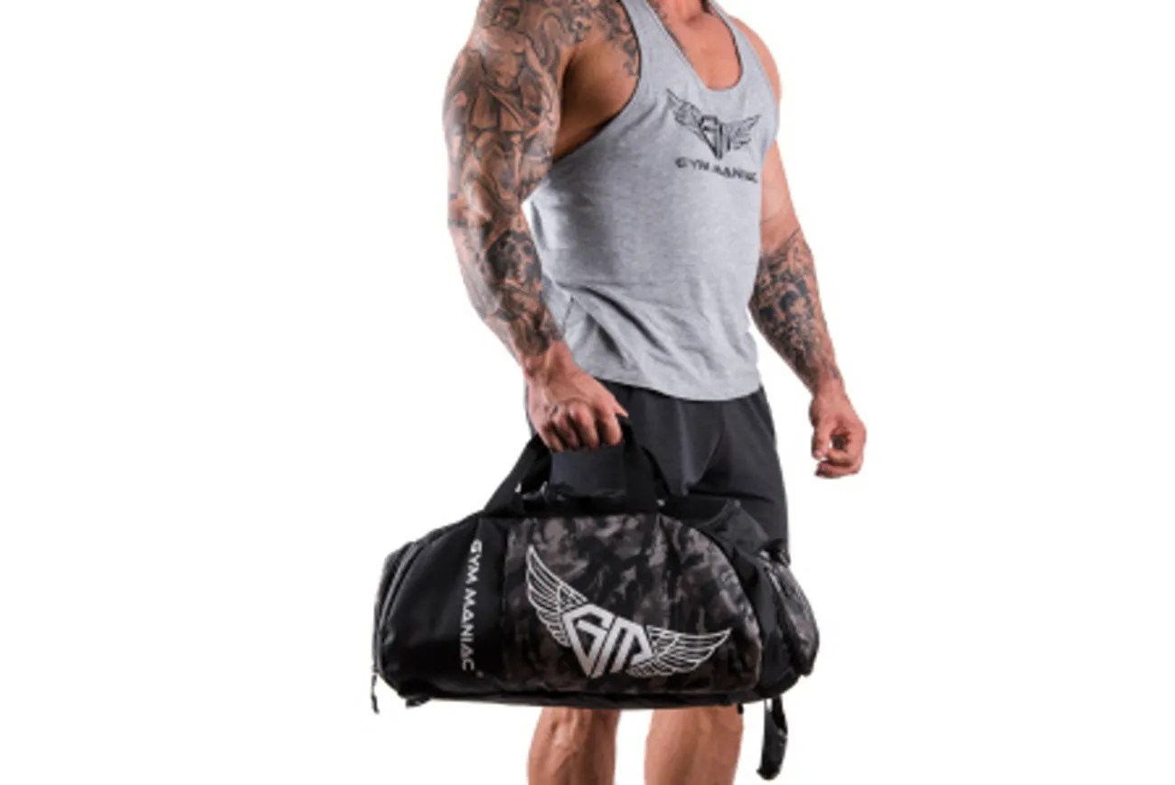 Gym Maniac Gm 3-Way Gym Bag - Camo Gray