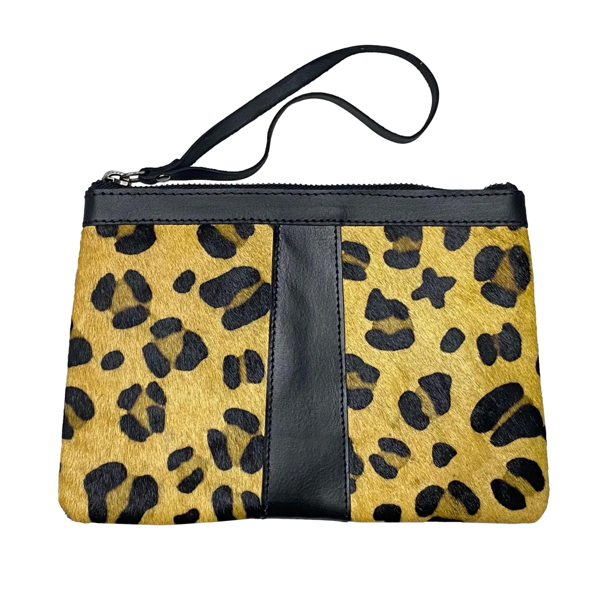 Hair On Hide Wristlet with Zipper Closure - Printed Design Zipper Clutch