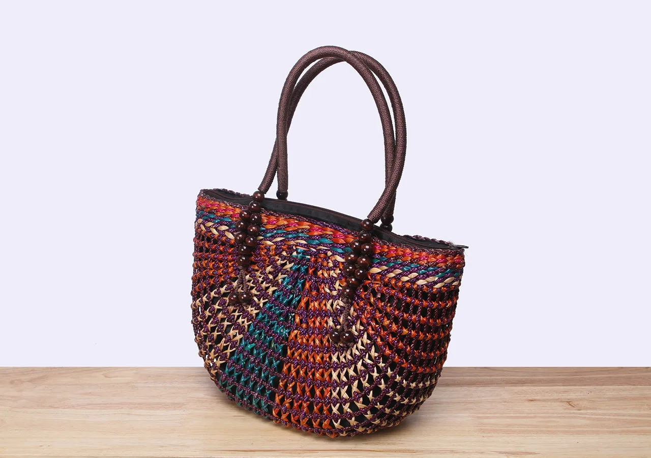 Half Moon Straw Tote Bag