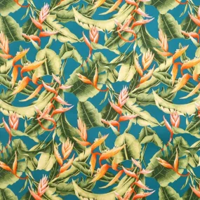 Heliconia Paradise Hawaiian Fabric | Teal BLUE BLU-0021C