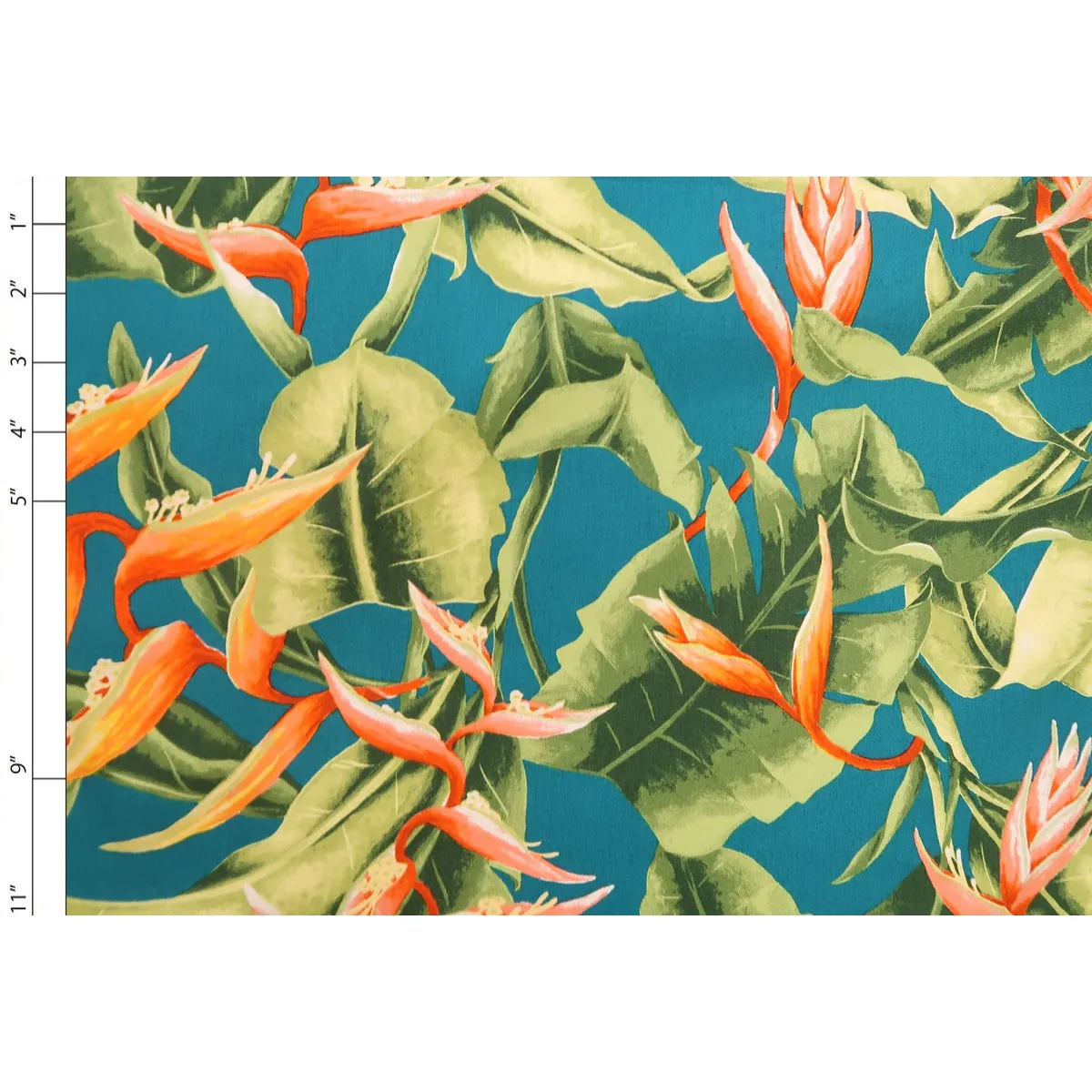 Heliconia Paradise Hawaiian Fabric | Teal BLUE BLU-0021C