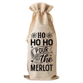 Ho Ho Ho Pour The Merlot - Wine Bag