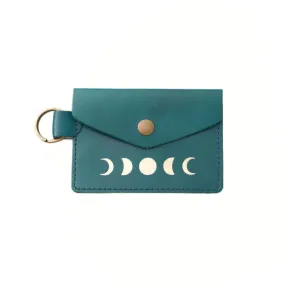 Indukala Moon Phases Leather Card Holder Wallet - Green