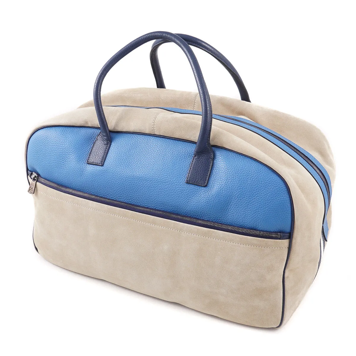 Isaia Leather and Suede Duffle Bag