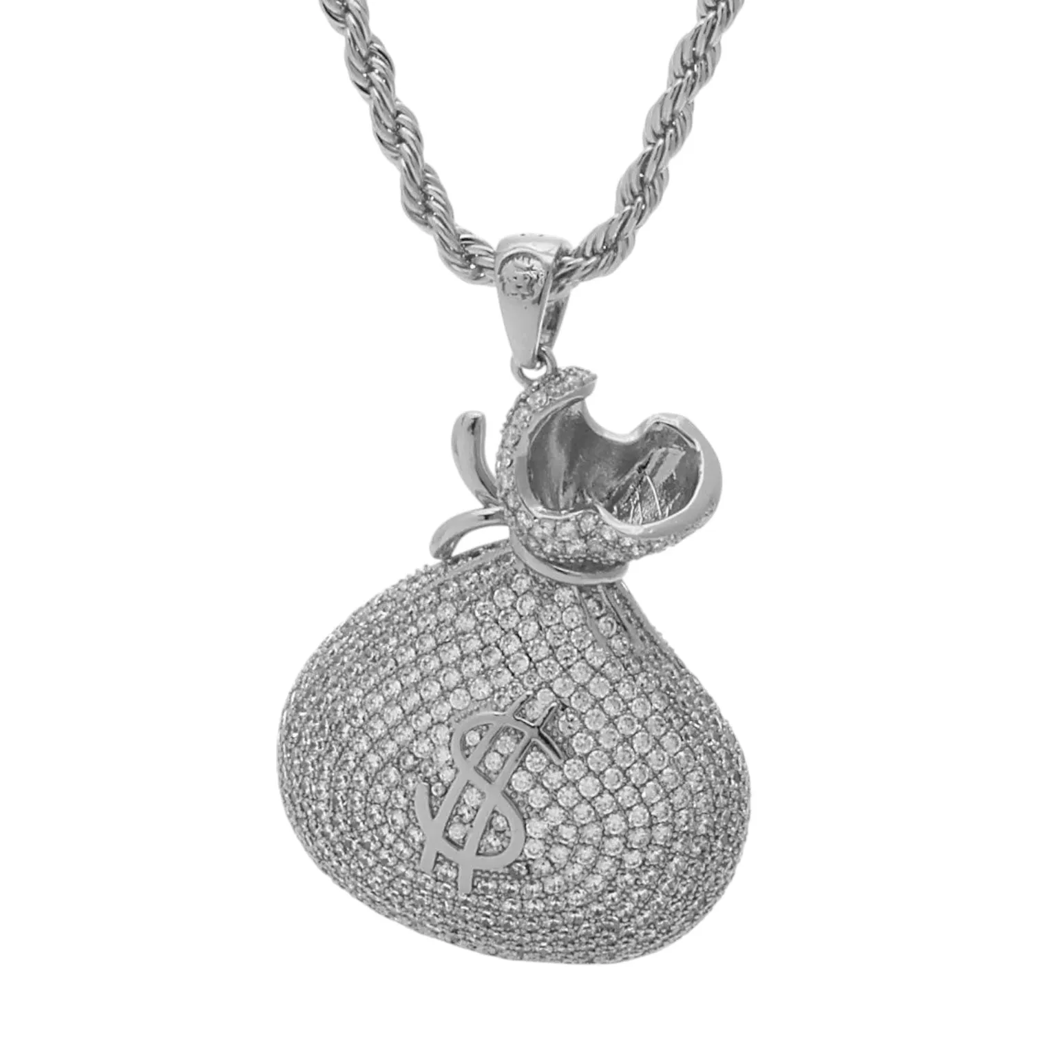 KING ICE: 14k Money Bag Stash Necklace