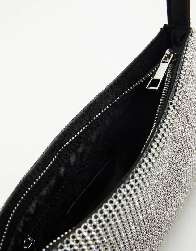 Kiz Shoulder Evening Bag - Silver Diamante