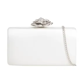 Koko Ivory Satin Bridal Bag with Rose Clasp