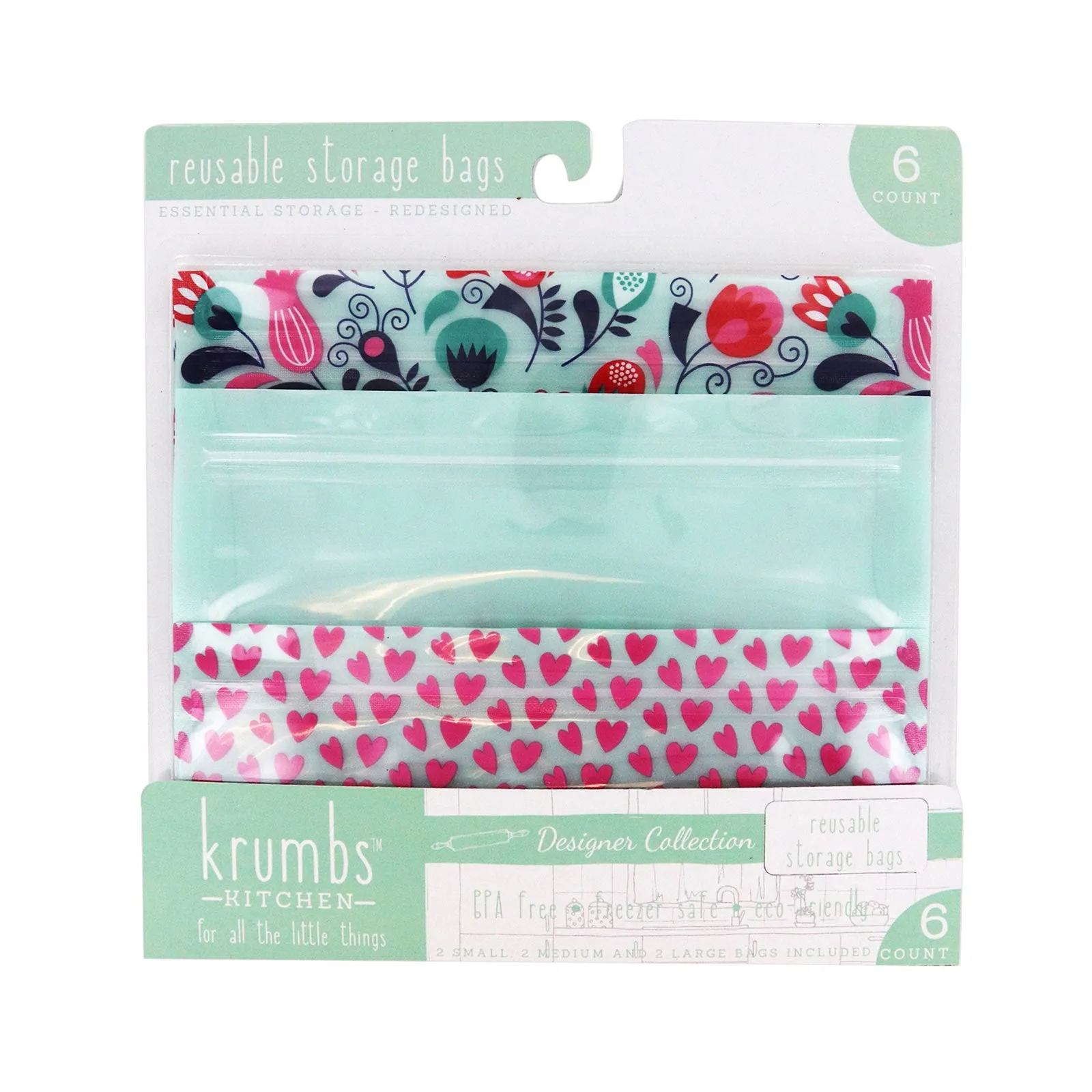 Krumbs Kitchen Essentials Reusable Storage Bags (6 pack)