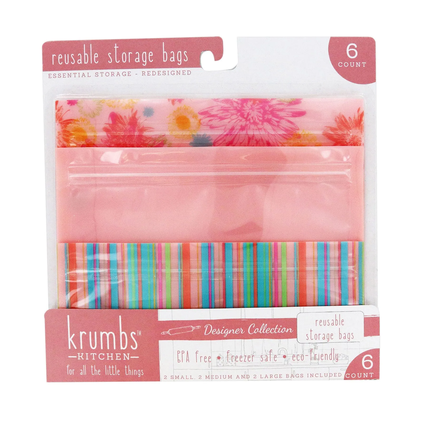 Krumbs Kitchen Essentials Reusable Storage Bags (6 pack)