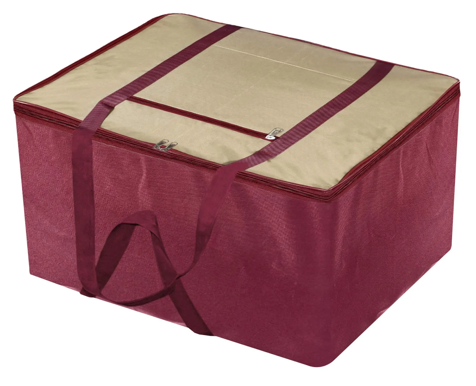 Kuber Industries Large Size Foldable Travel Duffle Bag, Underbed Storage Bag(Brown & Maroon),F_26_KUBMART016737