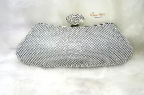 Ladies Sparkly Crystal Diamante Evening Silver Bag Wedding Clutch Party Bag Womens Handbag