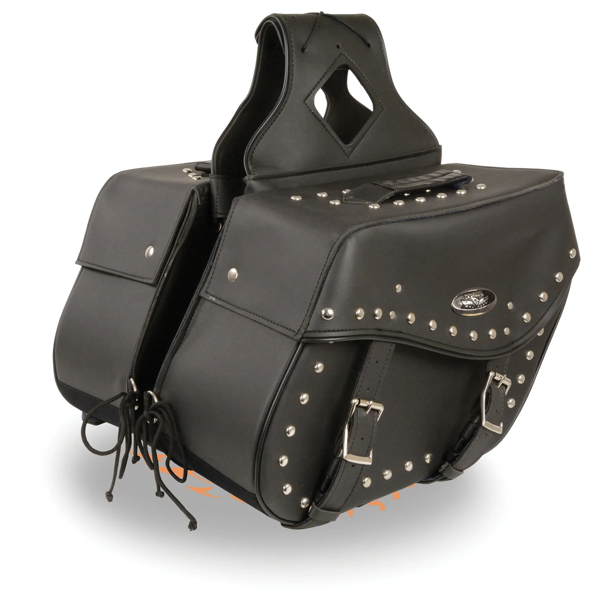 Large Zip-Off PVC Studded Throw Over Saddle Bag (15X12X7X22)