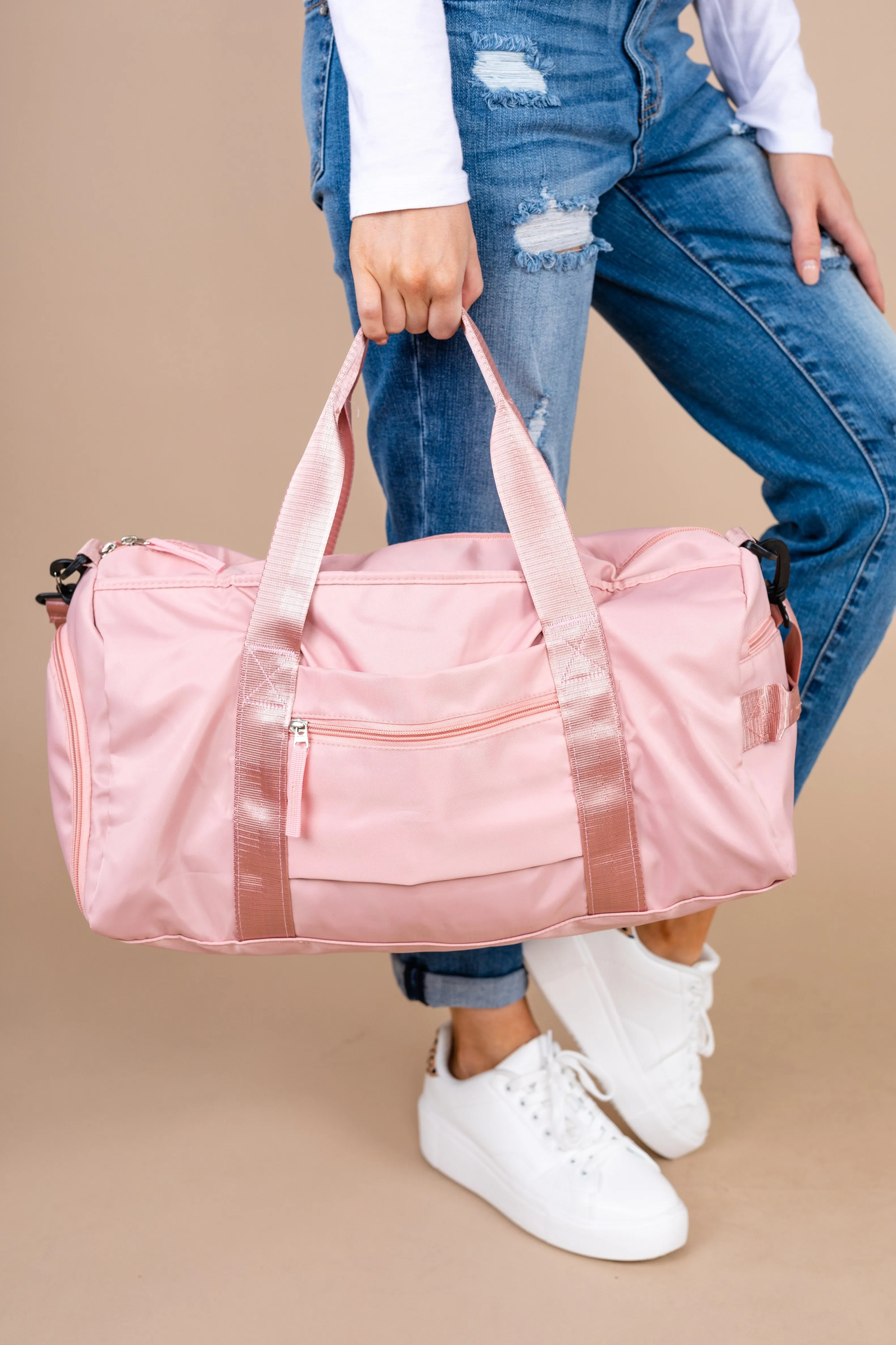 Let's Get Going Blush Pink Duffle Bag