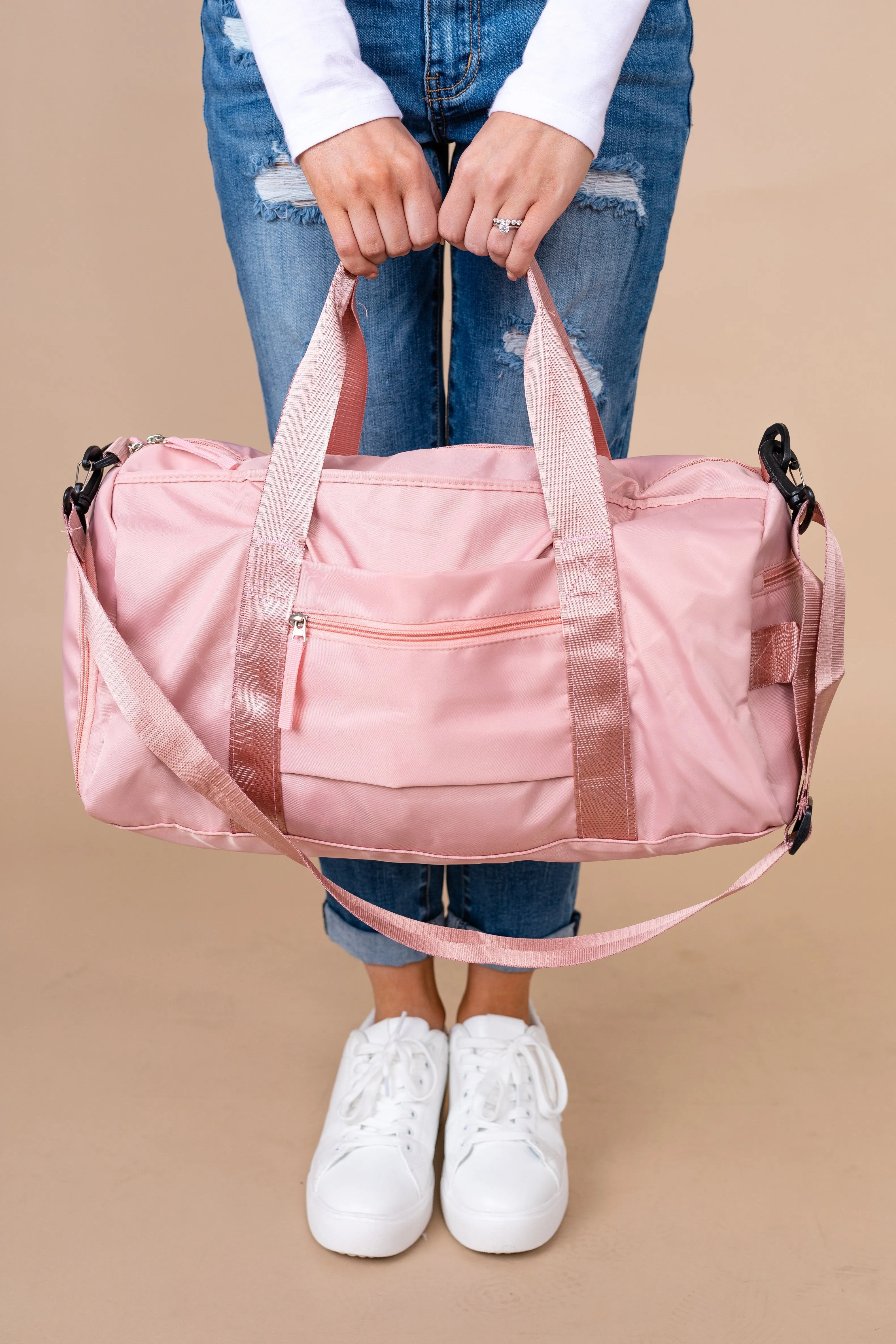 Let's Get Going Blush Pink Duffle Bag