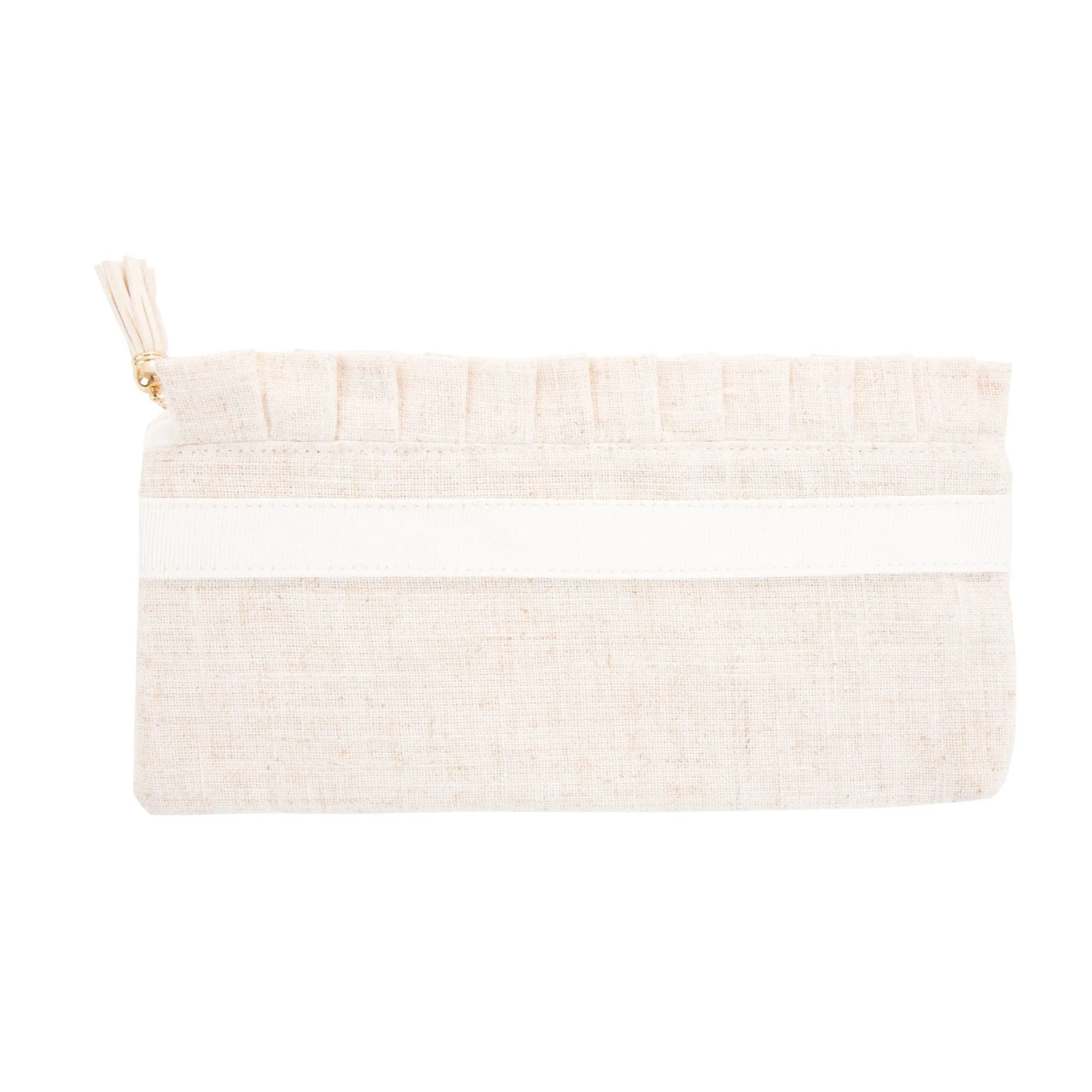 Linen Ruffle Pouch