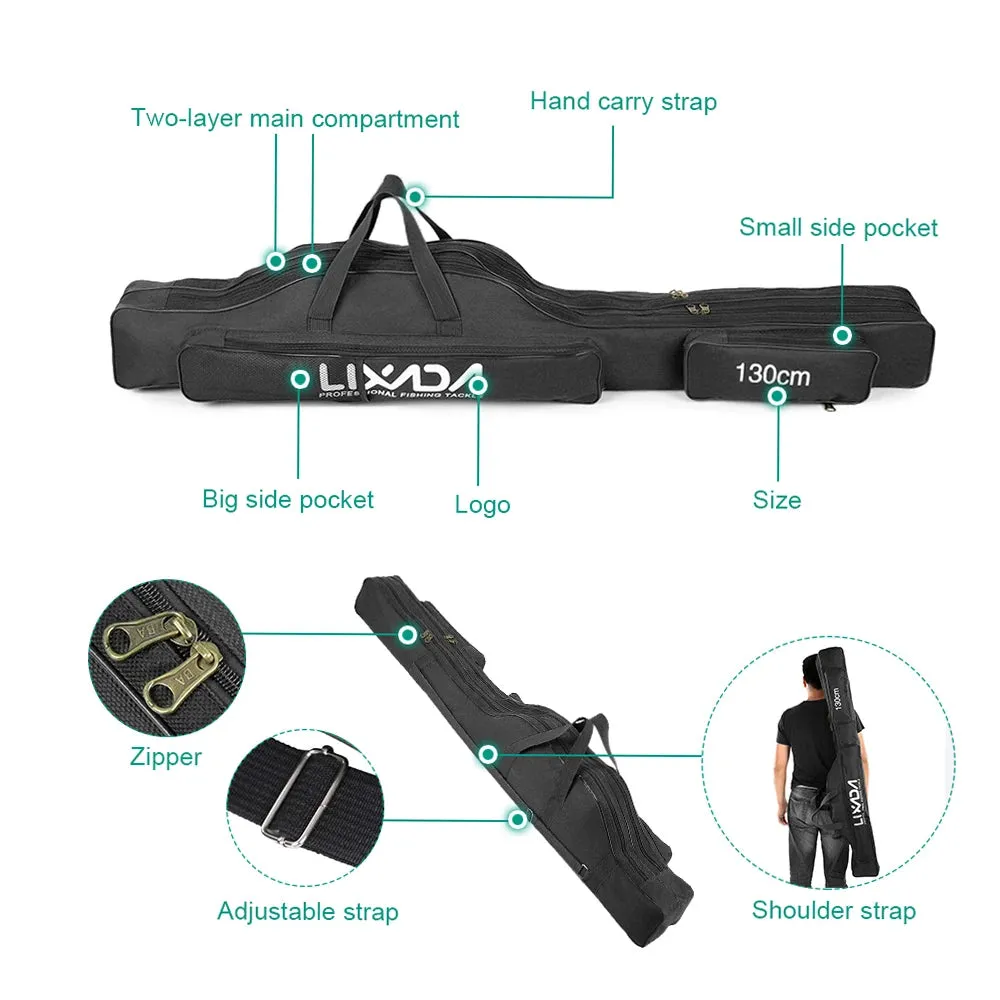 Lixada 210cm  Fishing Bag Portable Folding Fishing Rod Reel Bag Fishing Pole Gear Tackle Tool Carry Bag Storage Bag Organizer