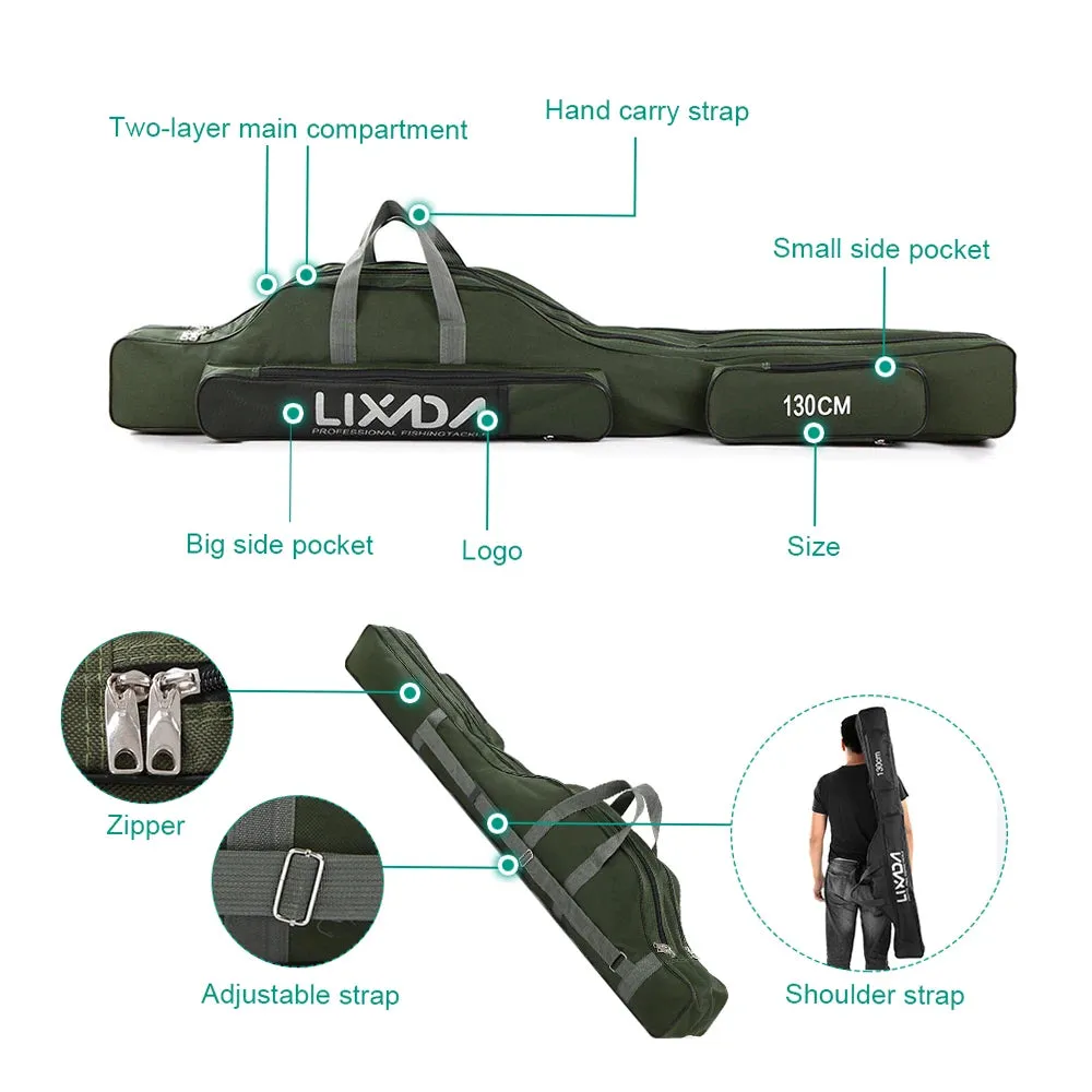 Lixada 210cm  Fishing Bag Portable Folding Fishing Rod Reel Bag Fishing Pole Gear Tackle Tool Carry Bag Storage Bag Organizer