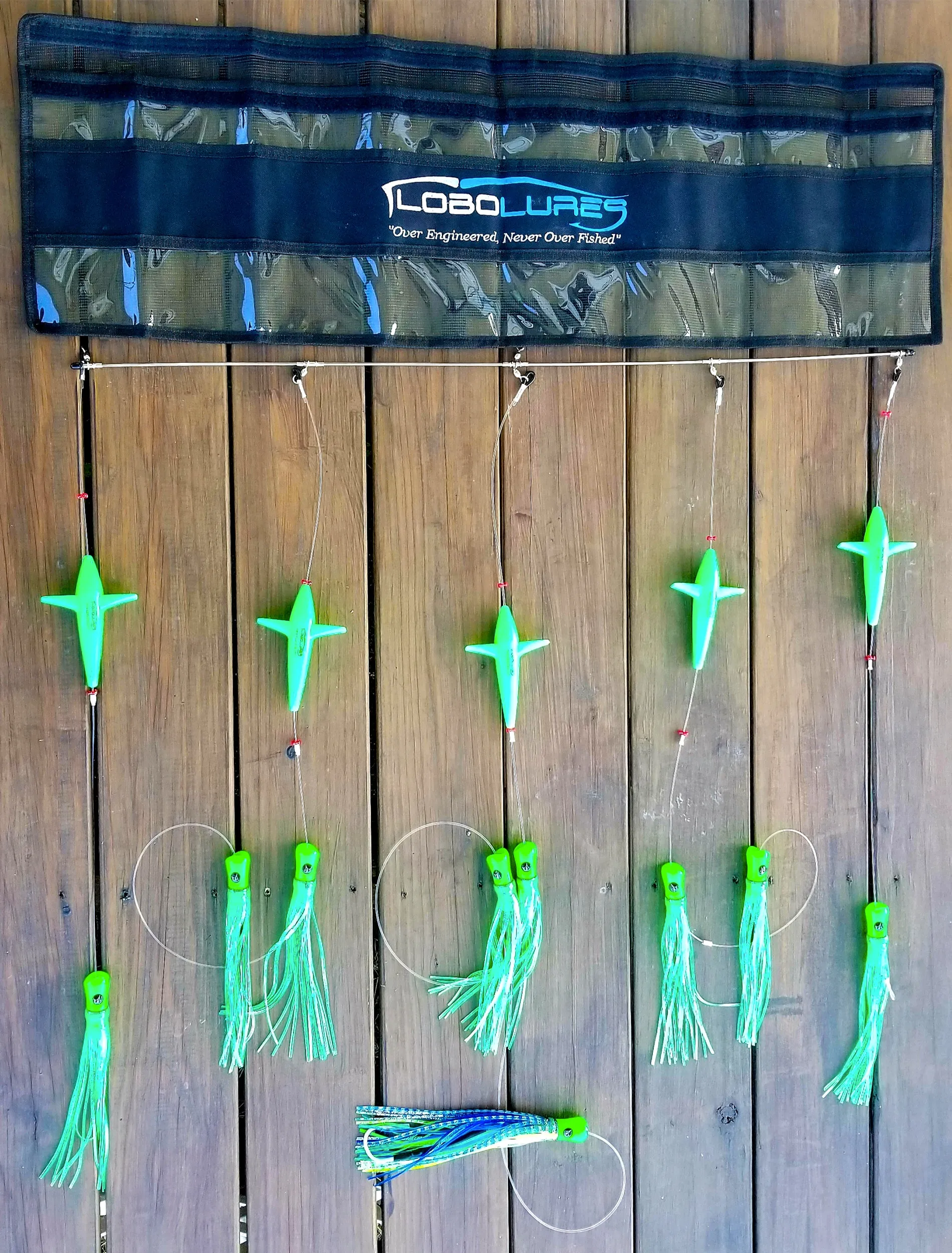 Lobo Lures 36" Skipjack UV Hybrid Green Machine Splash Spreader Bar