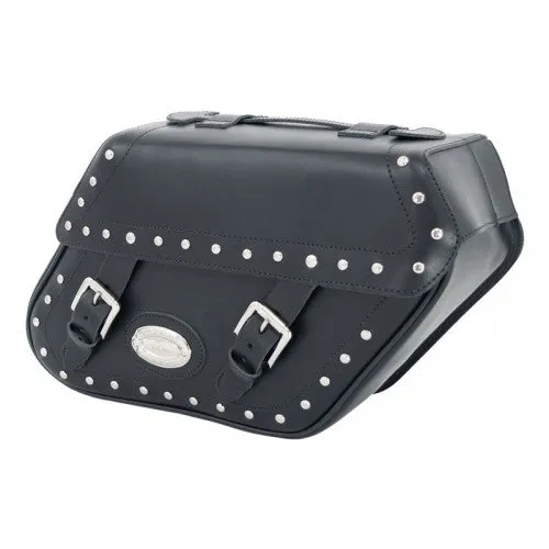 Longride Studded Leather Saddlebags Black - 27 Liters