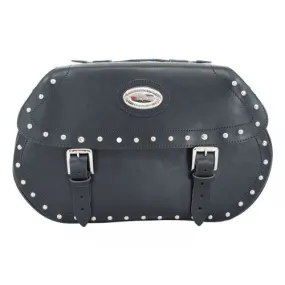 Longride Studded Leather Saddlebags Black - 38 Liters