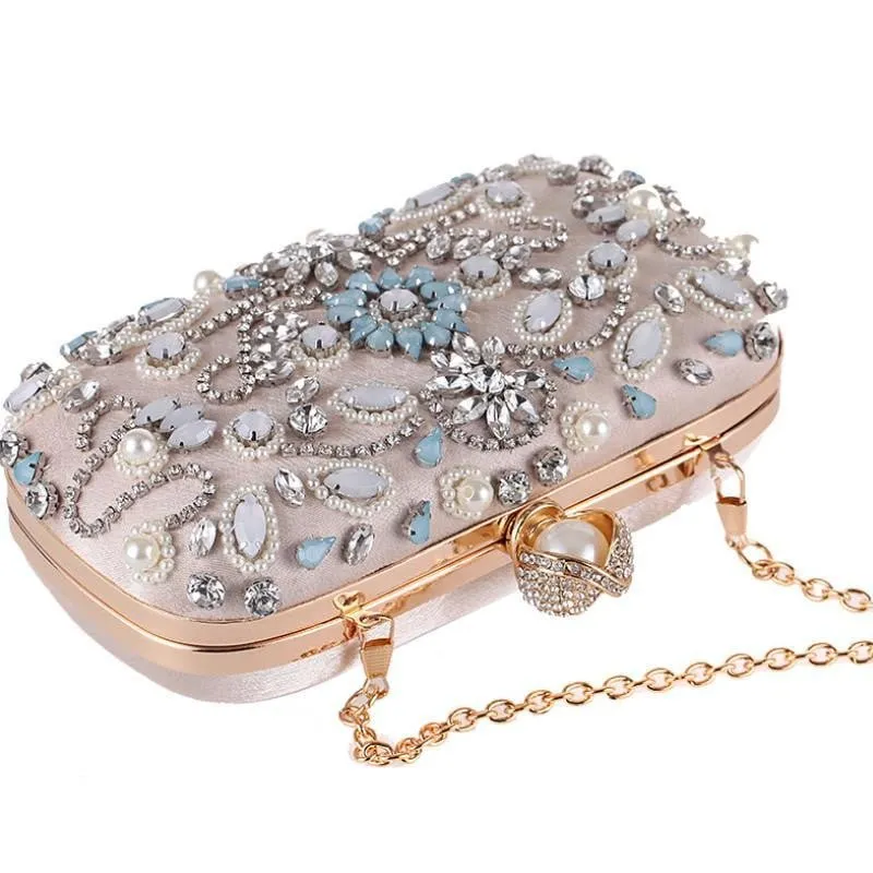 Luxy Moon Beaded Evening Bags Pearls Rhinestone Clutches