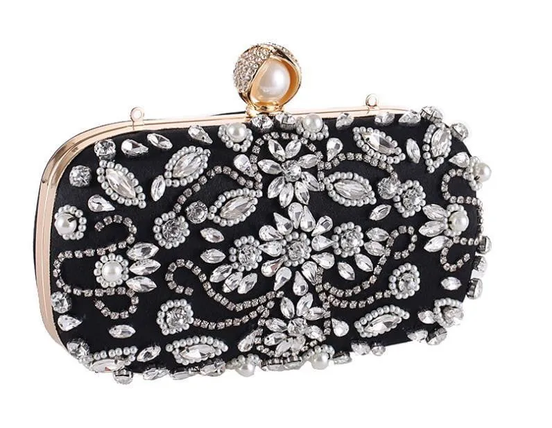 Luxy Moon Beaded Evening Bags Pearls Rhinestone Clutches