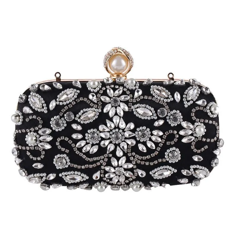 Luxy Moon Beaded Evening Bags Pearls Rhinestone Clutches