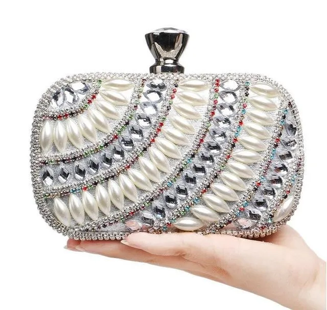 Luxy Moon Beaded Evening Clutches Pearl Diamonds Handbags