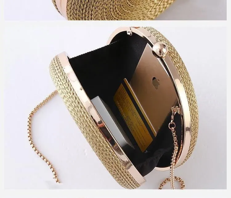 Luxy Moon Round Evening Bags Fashion Chain Clutch