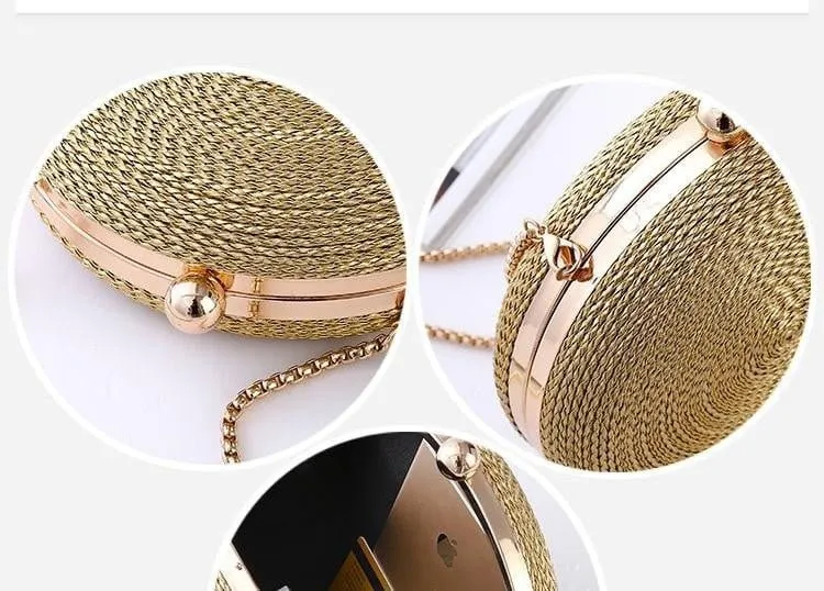 Luxy Moon Round Evening Bags Fashion Chain Clutch