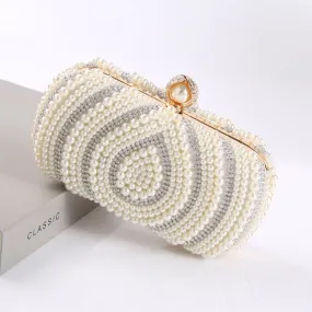 Maria Ivory Pearl Evening Clutch Bag - Silver