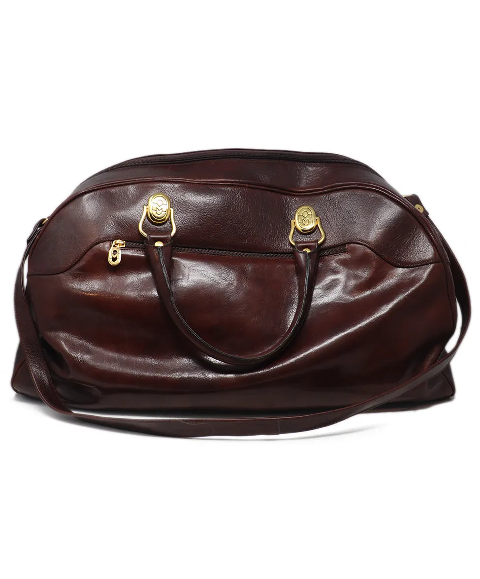 Marino Orlandi Burgundy Leather Duffle Bag